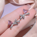 Love Bowknot Zircon Jewelry Three Piece Set