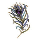 Crystal Peacock Feathers Brooch Boho Enamel Pins Deep Blue Brooches Wedding Accessories New Arrival